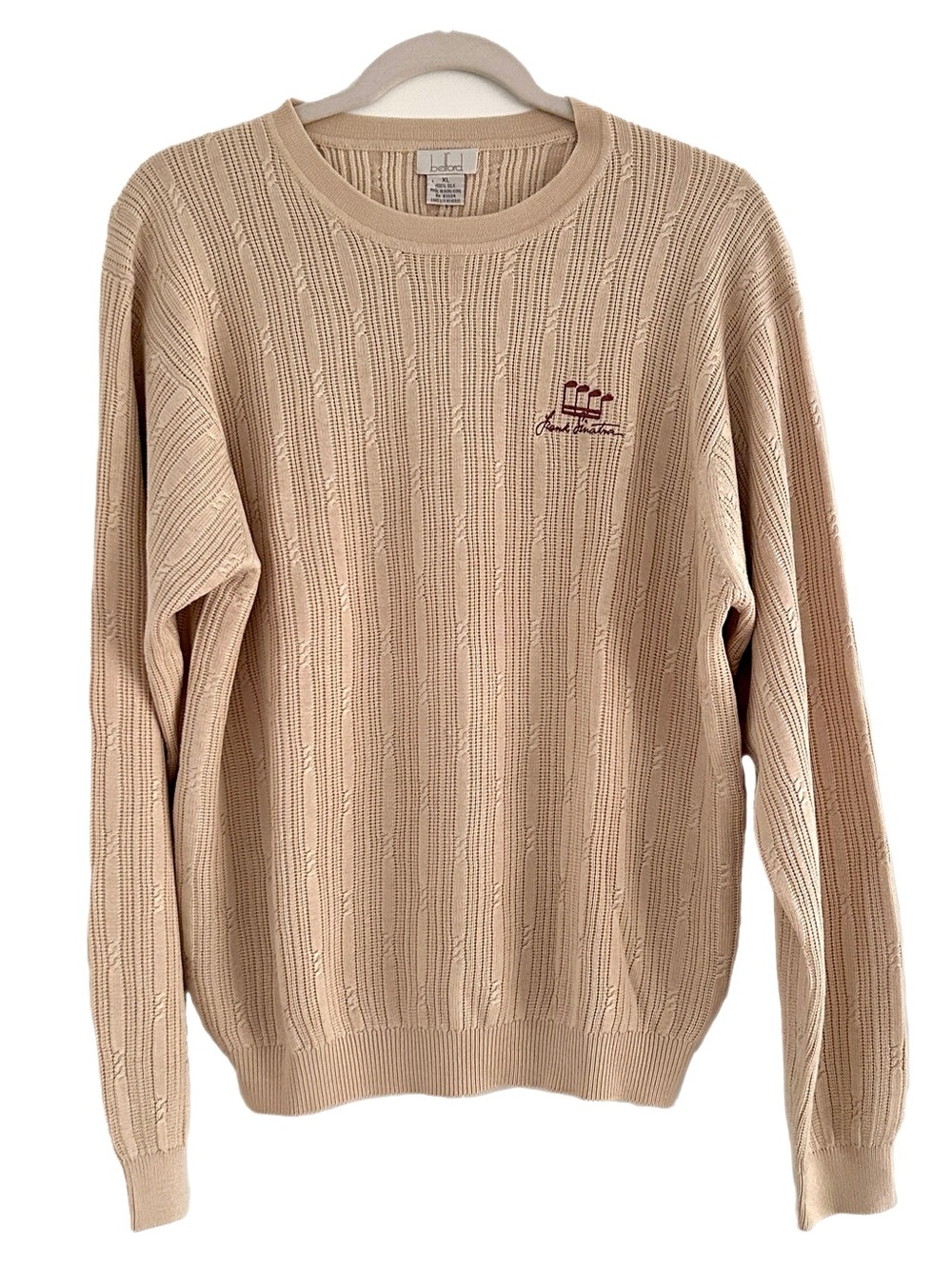 Vintage Frank Sinatra Celebrity Invitational Pullover Sweater Silk Tan XL Golf